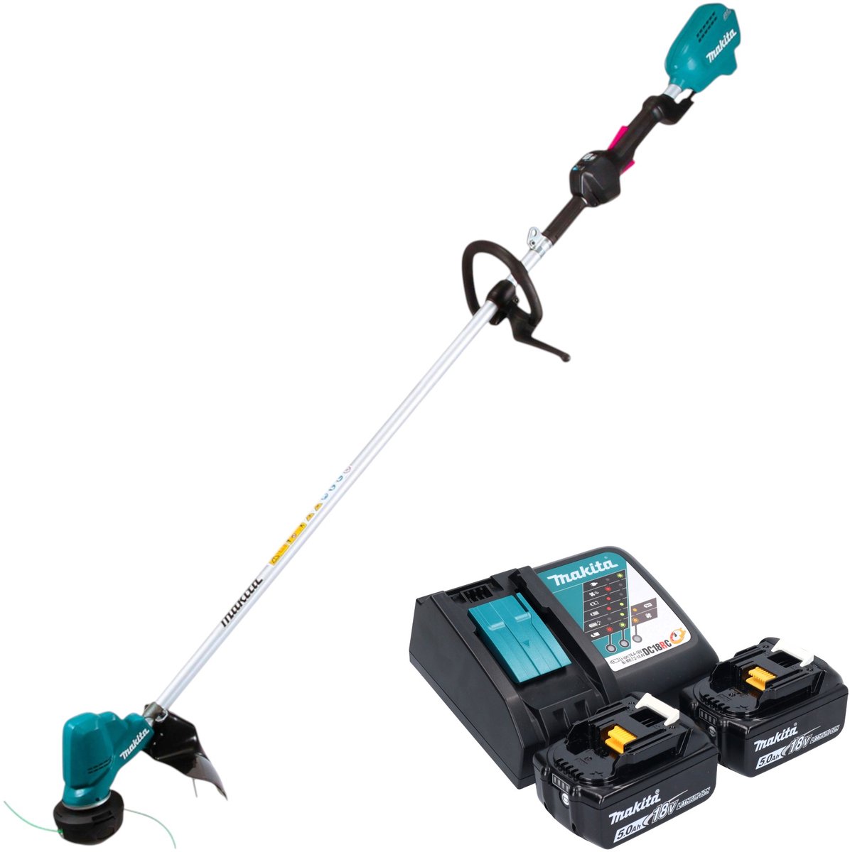 Makita DUR 190 LRT2X9 accu-grastrimmer 18 V 300 mm borstelloos + 2x accu 5,0 Ah + oplader