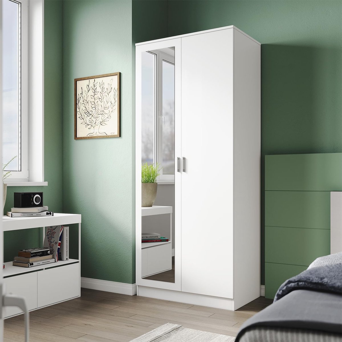 Luxe Kledingkast – Wit – 76x47x180 cm – Industrohome