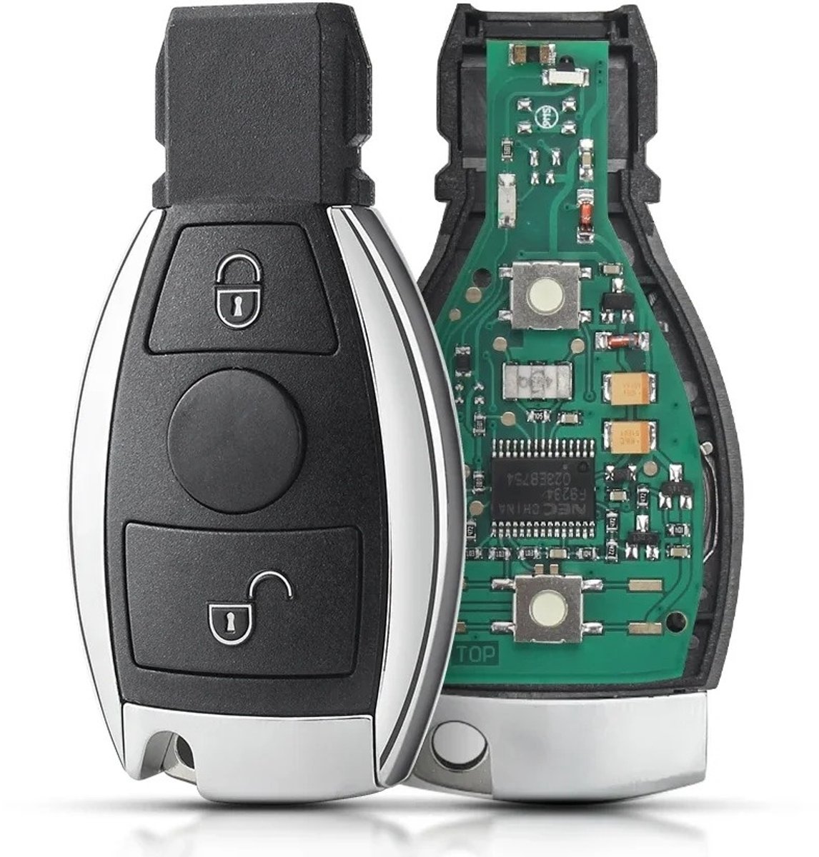 XEOD 2 knops sleutel geschikt voor Mercedes - 433MHZ - HU64 - NEC - Complete sleutel - Met electronica - 1 stuks