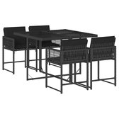 Salon de jardin 5 pièces avec coussins en résine tressée noire The Living Store - Salon de jardin - Décoration extérieure - Set de jardin - Salle à manger - Mobilier de jardin