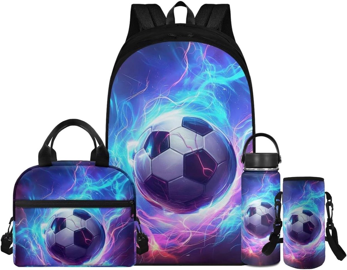 Schooltas Set - Kinderrugzak Set - Compleet naar school - 4-delige set - 17 inch tas - Voetbal