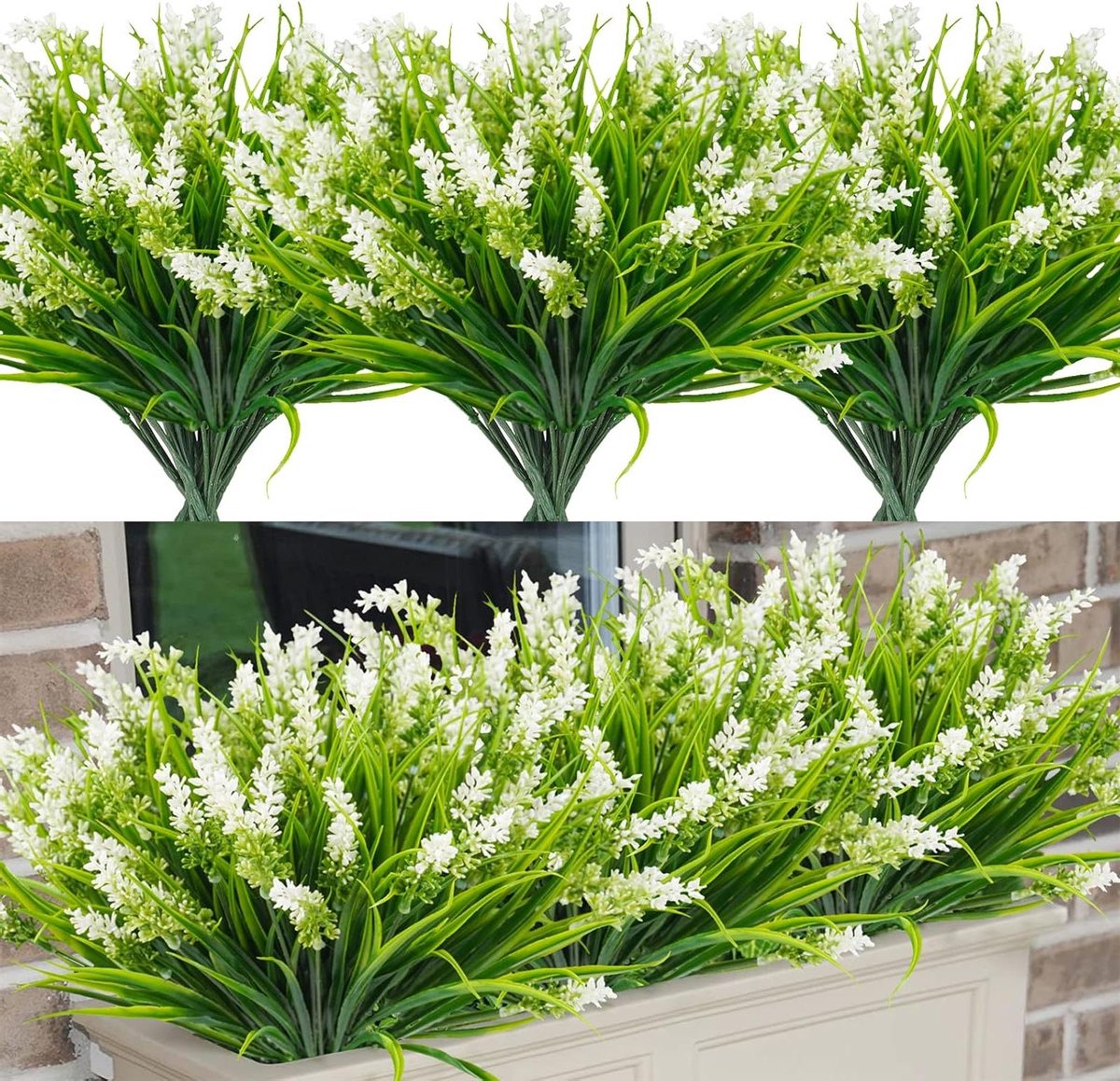 Kunstgras Bundels - Nep Planten - Buiten Decoratie - UV-Bestendig - 24 Bundels - Wit