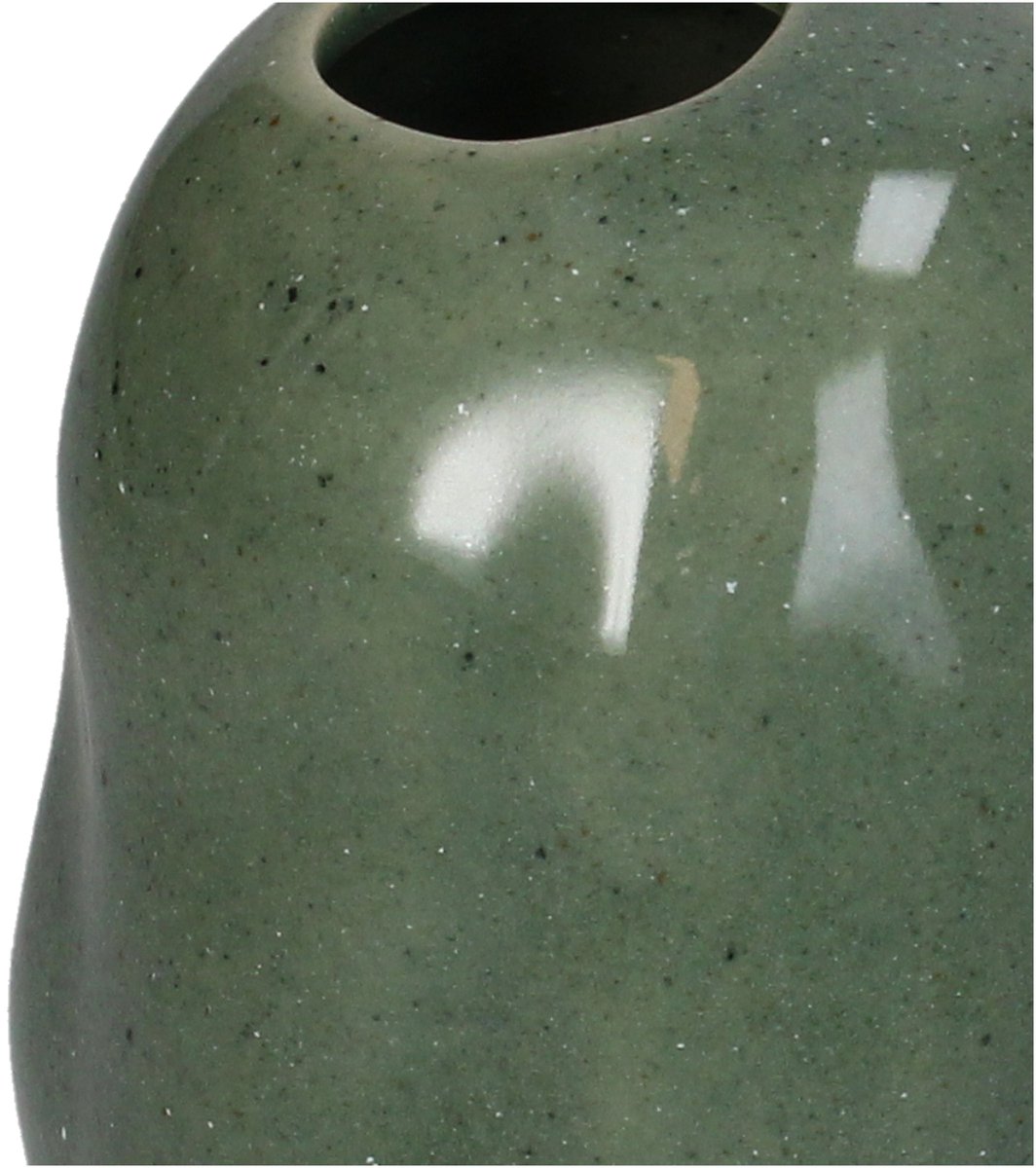Vaas Bellatrix | Groene Keramische Decoratievaas | 11x17x11 cm (BxHxD) | Organisch Gevormd