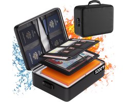 YONO Brandwerende Documenten Tas voor Thuis - Hittebestendige Kluis - Waterdichte Koffer - Zak - Zwart