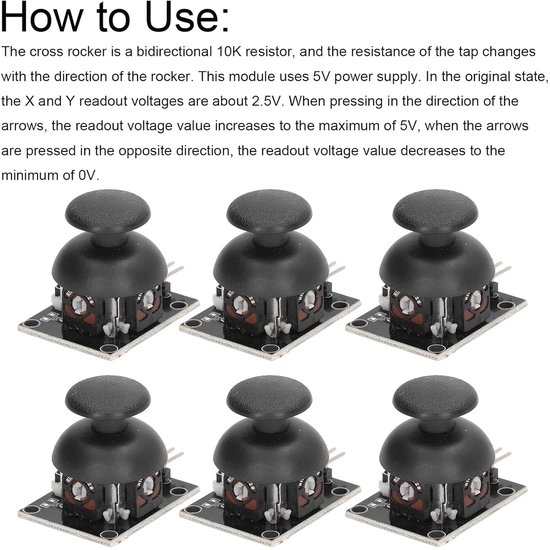 Joystick Sensor Module - Game Controller Onderdeel - Precisie Besturing Maken - Dubbele X Y Assen - 6 Stuks Set — afbeelding 3