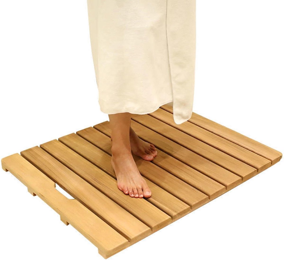 Houten Douchemat - Badkamer Vloer - Veilig Douchen - Niet-slip Vaste Voeten - 80x80 cm - Houtkleur