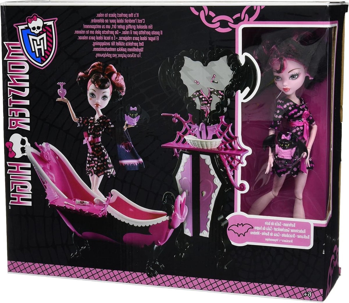 Poederkamer Speelset - Poppenkamer Accessoires - Kinderspel - Exclusieve Pop Inbegrepen - 145 Pond - Zwart