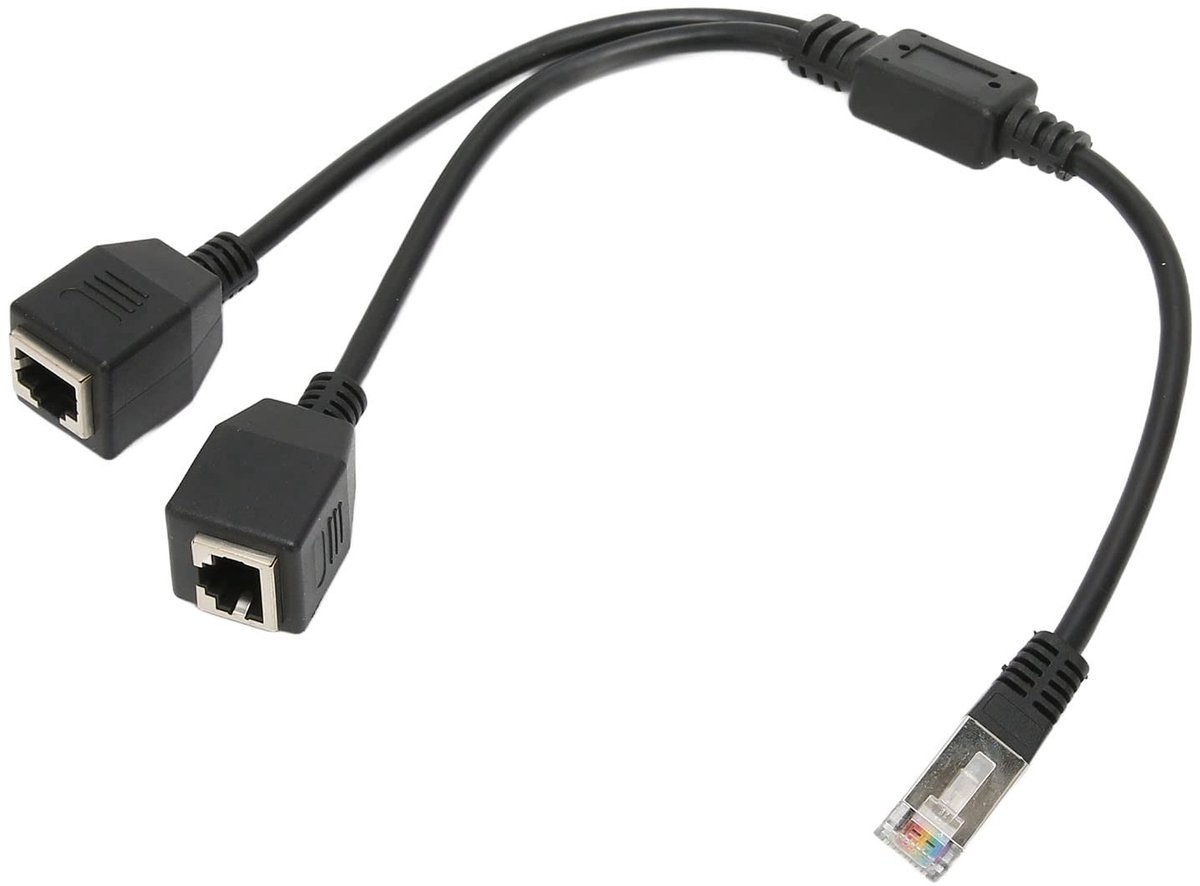 ONF3 - Ethernet-splitterkabel - RJ45-netwerkadapter - 1 mannelijke naar 2 vrouwelijke aansluitingen - Cat5 - Internetkabel - Geschikt voor route...