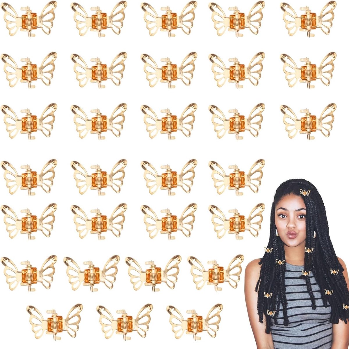 30 Stuks Gouden Vlinder Haarclips - Elegante Mini Holle Monarch Haaraccessoires met Sterke Grip voor Vrouwen, Perfect voor Alle Gelegenheden