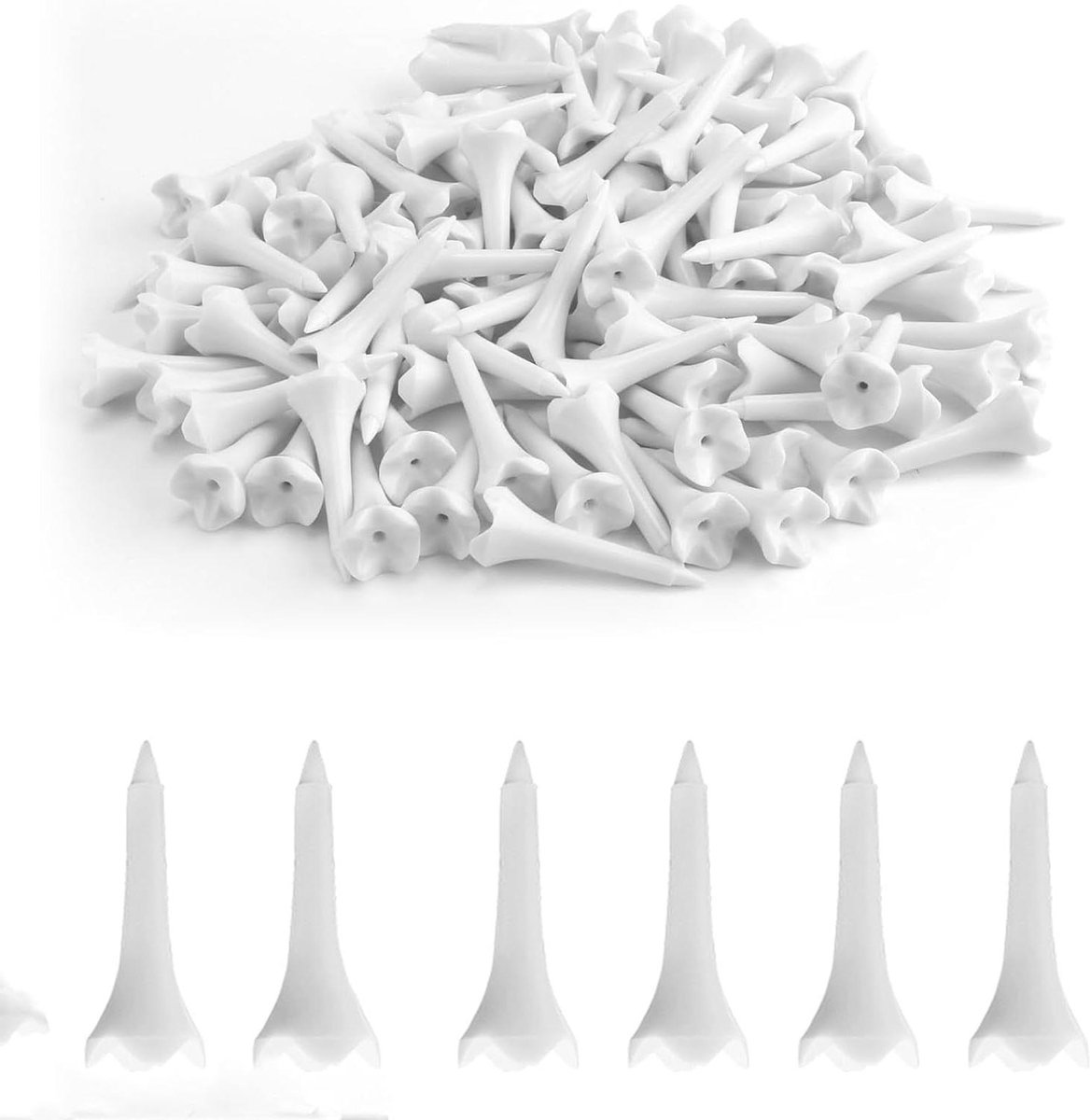 Golf Tees - Golf Accessoires - Golfen op de Baan - 4-Prong Ontwerp - 50 Stuks - Wit