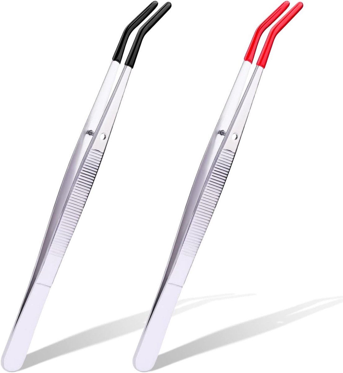 Tweezers met Rubber Tips - Set van 2 RVS Pincetten voor Knutselen, Sieraden Maken en Industrieel Gebruik