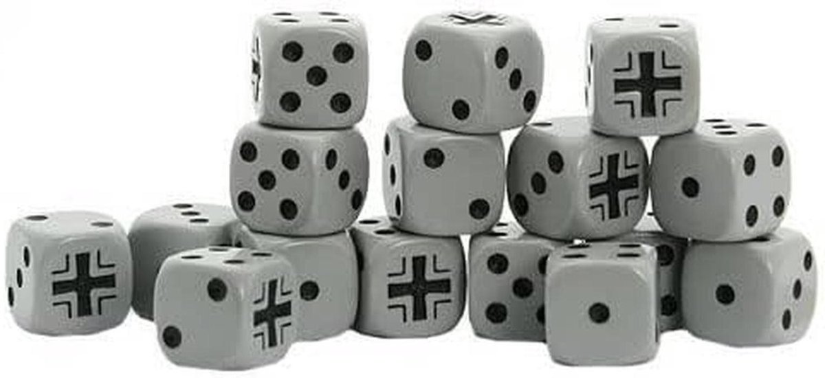 Dobbelstenen Set - Spel Accessoires - Tafelspel Spelen - Uniek Symbool - 16 Stuks - Grijs Zwart