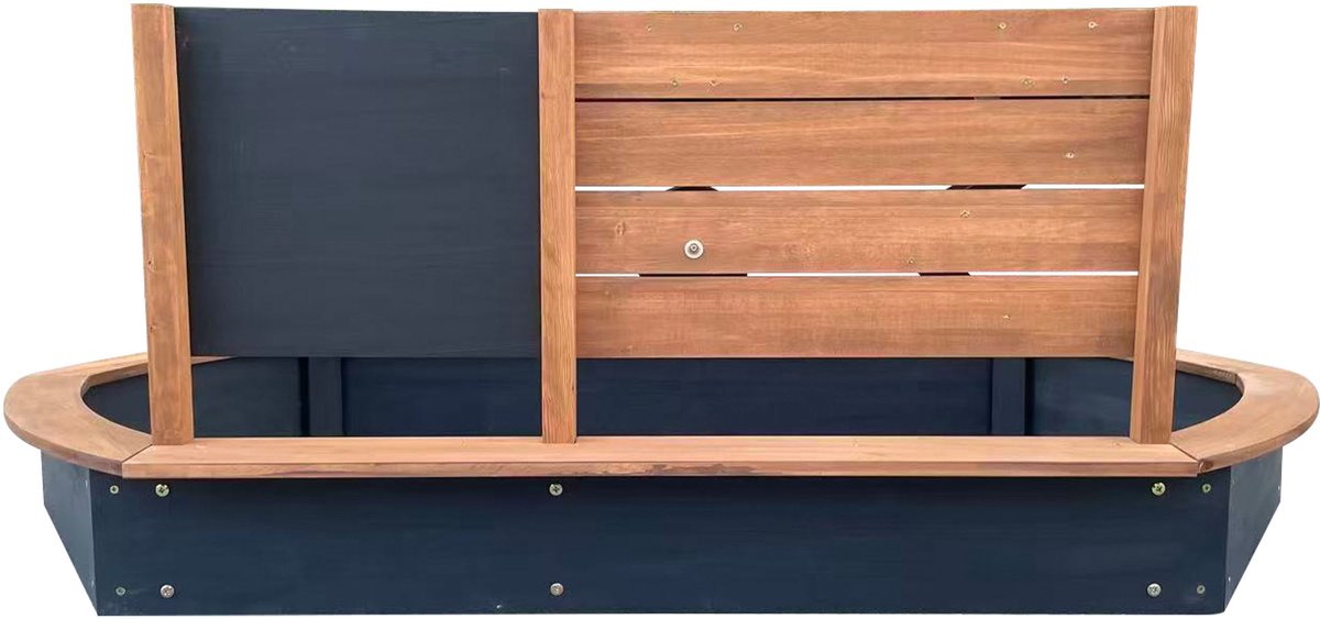 AXI Joey Zandbak 158 x 91 x 57 cm Bruin/antraciet – Met Speelwand en Krijtbord – Ovale Zandbak - Met Hoes en Grondzeil – FSC 100% Hemlock Hout — afbeelding 6