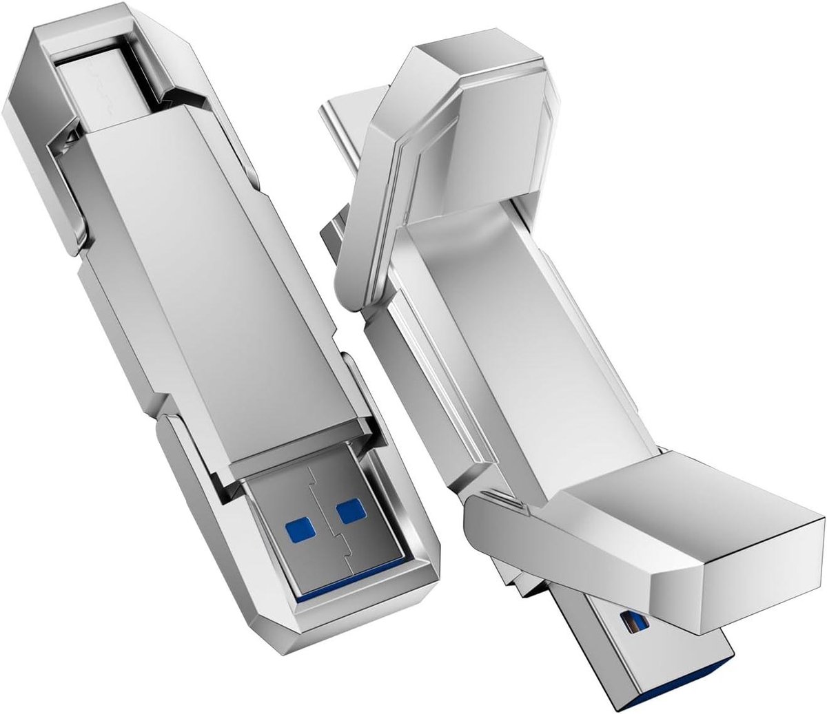 Draagbare SSD - Externe Opslag - Snelle Data Transfer - Dubbele USB Poorten - 64 GB - Zilver