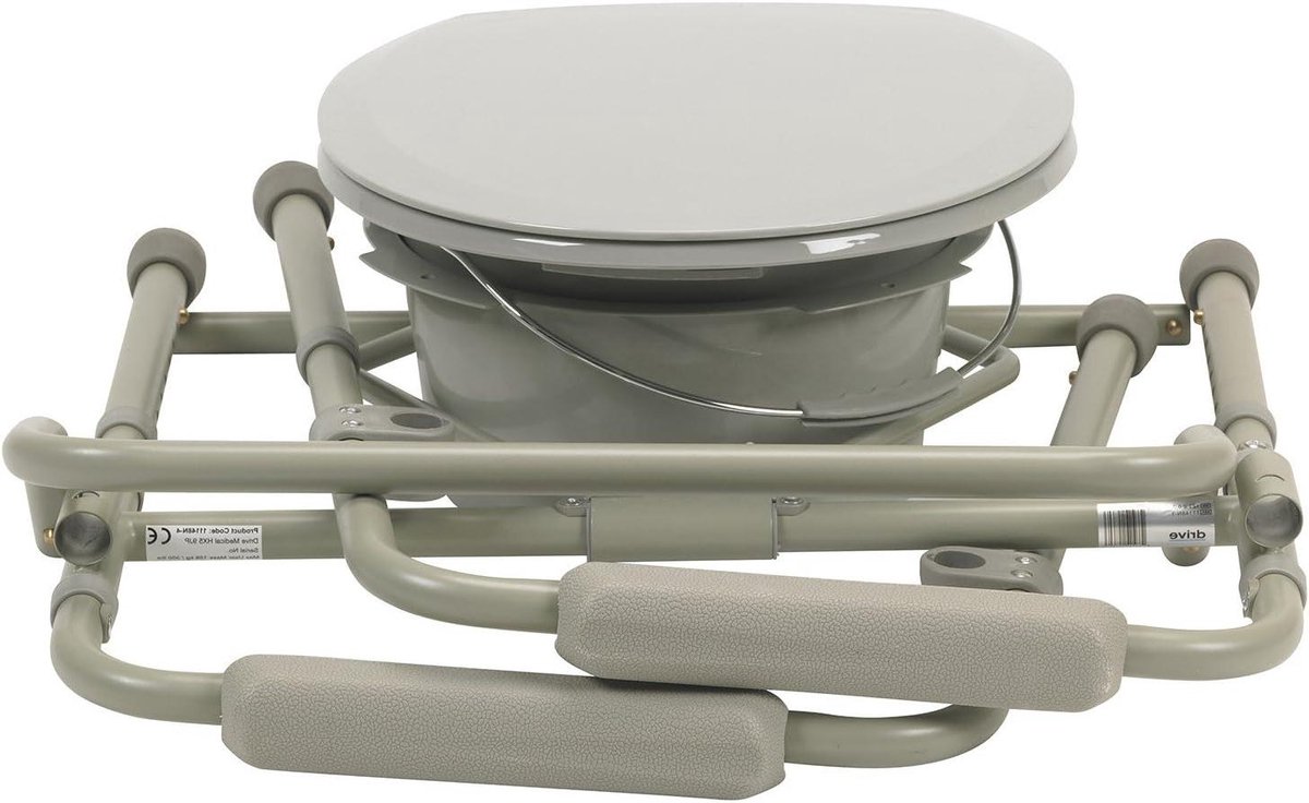 Nachtkastcommode Opvouwbaar - Draagbaar Toilet - Zelfstandig Toiletgebruik - Verstelbare Hoogte - 38-53 cm Hoogte - Grijs
