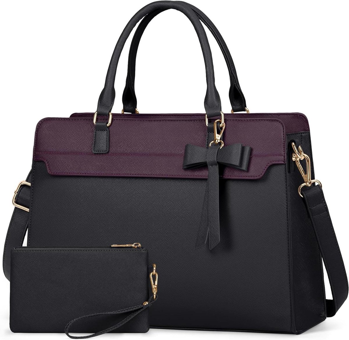 Laptoptas Vrouwen - Handtas Werk - Zakelijk Gebruik - Waterafstotend PU Leer - 15.6 Inch Laptop - Zwart