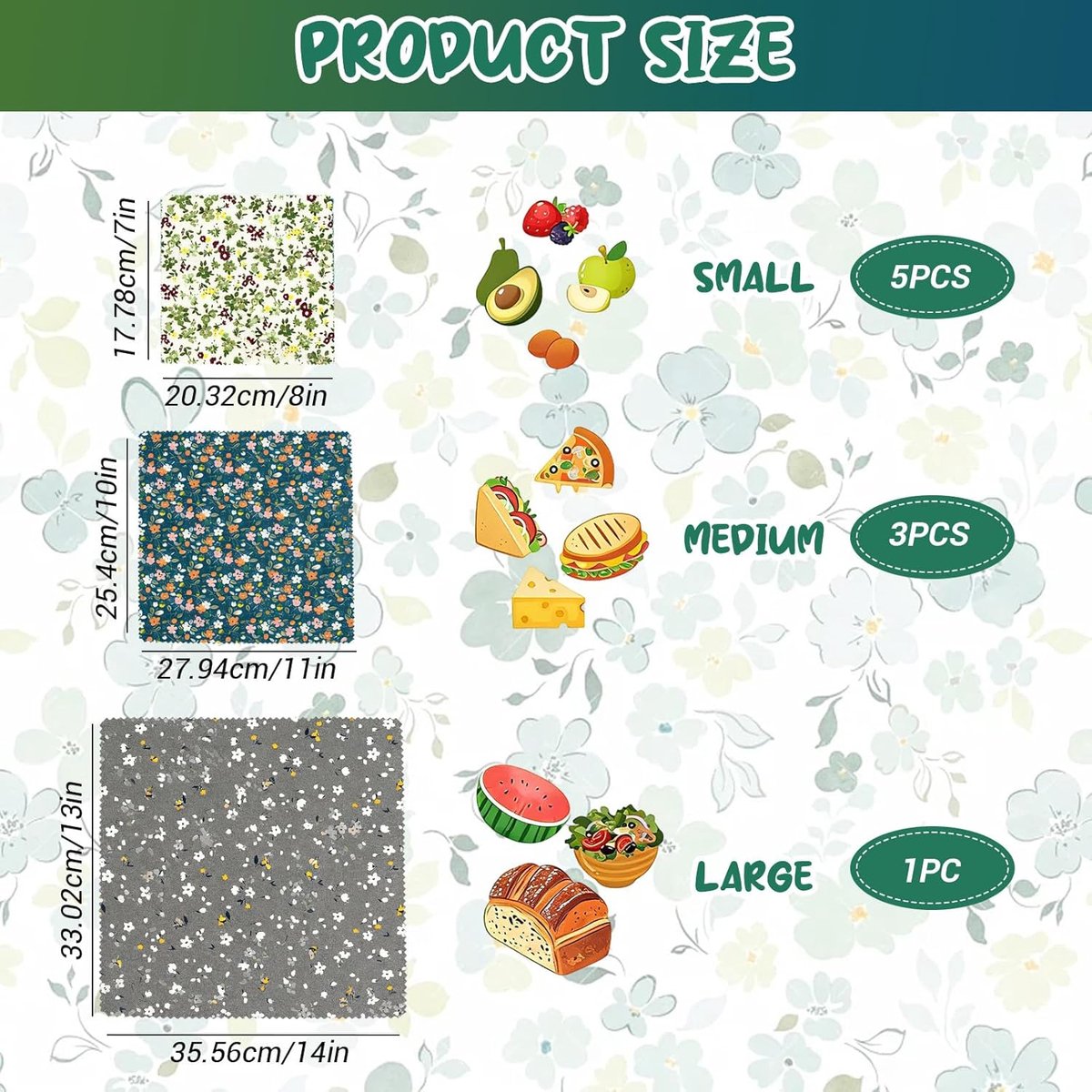 Set van 9 Herbruikbare Bijenwasdoeken - Biologische Bijenwas Doeken - Bijenwas doek - Beeswax wraps - Herbruikbare Voedselverpakking van Biologisch Katoen - Plasticvrije Opslag voor Brood, Kaas & Groenten - 3 Pack Combinatie S/M/L — cadeau in Kookcadeaus - foto 6