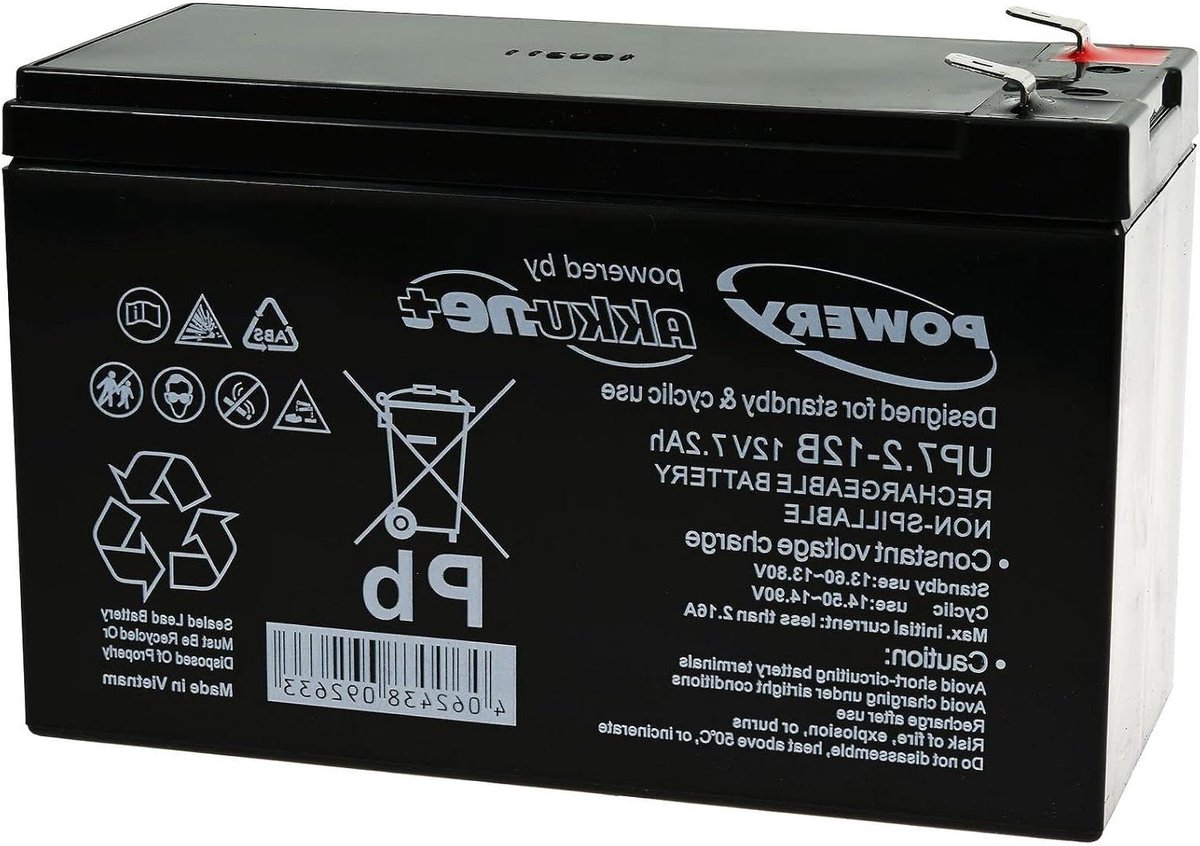Lood Gel Accu - Oplaadbare Batterij - Noodstroom Voorziening - Onderhoudsvrije Gesloten Systeem - 12V 72Ah - Zwart
