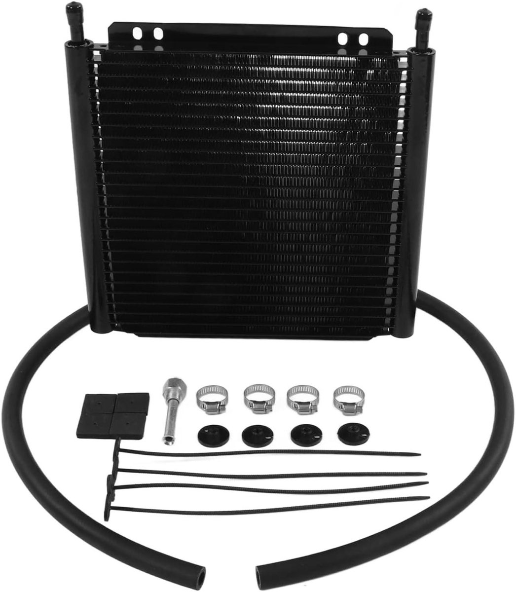 Motorolie Koeler - Transmissie Koeler - Olie Temperatuur Verlagen - 26 Rijen Aluminium - 32.5 cm Lengte - Zwart
