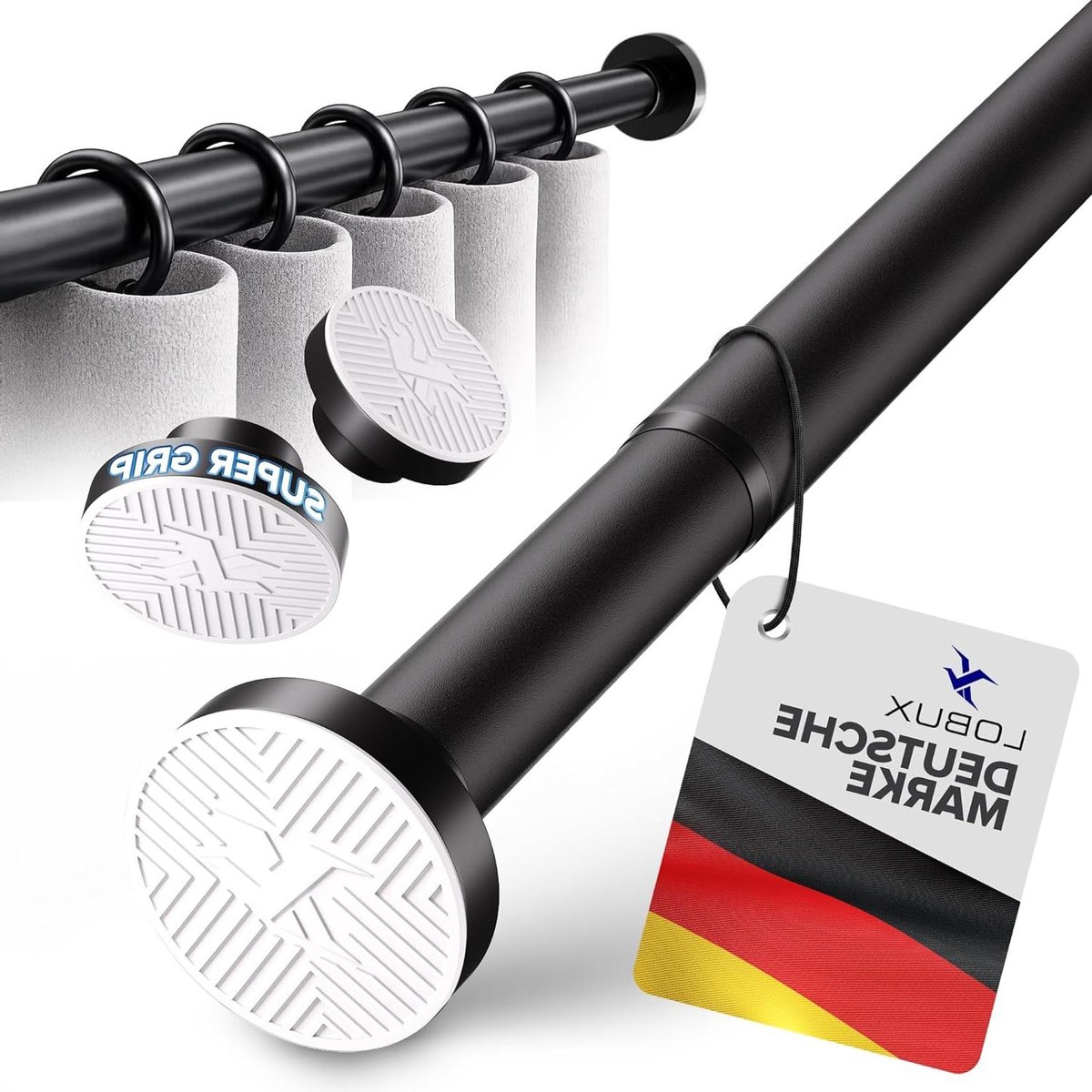 Telescoopstang - Uitschuifbare stok - Reiken en schoonmaken - Spanningsmontage - 70-120 cm - Zwart