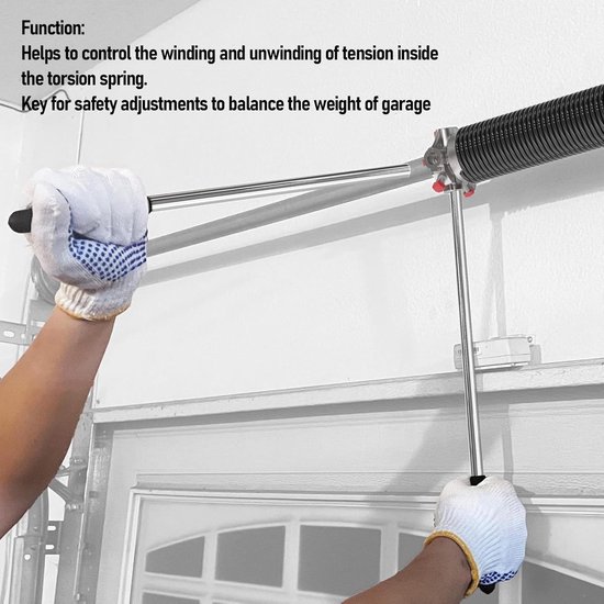 Spanningsstaaf - Wikkelstangen - Garagedeur Onderhoud - Antislip Handgreep - 437 cm - Zilverkleurig — afbeelding 3