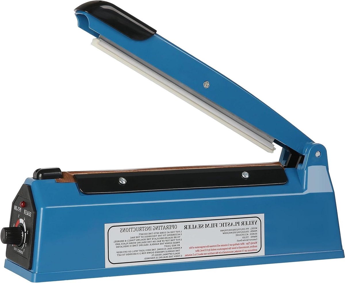 Impuls Heat Sealer - Plastic Verzegelaar - Zakken Luchtdicht Maken - Direct Gebruik Geen Opwarmtijd - 20 cm Breed - Blauw