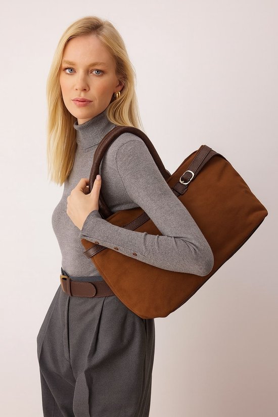 Bruine suède shopper | Chocolate Brown