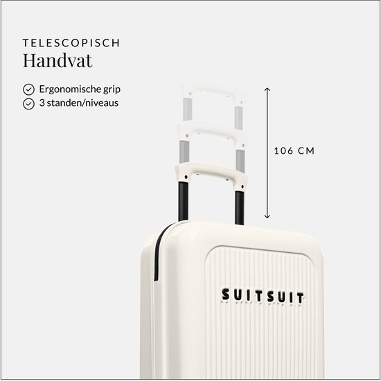 SUITSUIT Handbagage Koffer 55x35x20 cm - Koffer - Trolley Handbagage - TSA Slot - Reiskoffer - 27L - Caretta - Tofu White