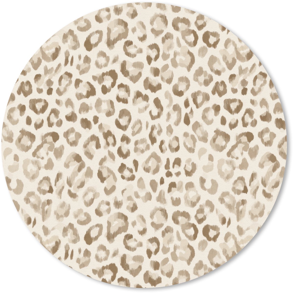Muismat rond 30x30 cm - Mousepad Luipaard - Klassiek - Beige - Ronde muismatten