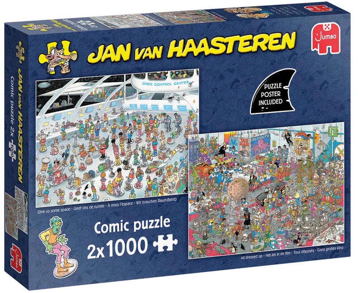 Jan van Haasteren - Geef ons de ruimte & Net als in de film - 2x1000 stukjes puzzel - Legpuzzel volwassenen — afbeelding 4
