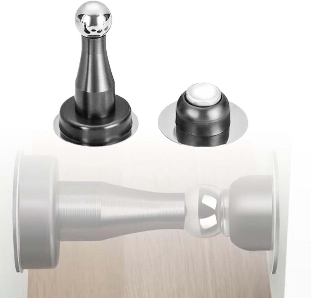 Magnetische Deurstopper van RVS - Geluidsarme Deurstopper met 3M Zelfklevende Bevestiging voor Slaapkamer, Woonkamer en Kantoor