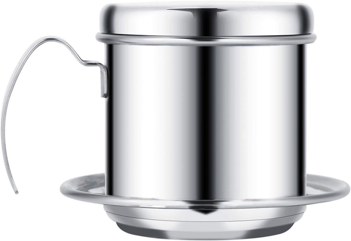 Vietnamese Koffie Maker - Herbruikbaar - Rvs Koffiefilter - Slow Coffee Maker - Cafetière Drip Gieter - Dripper Koffiemaker - Ideaal Voor Op Reis En Op De Camping - 10.1×7.5×8.1cm - Zilver