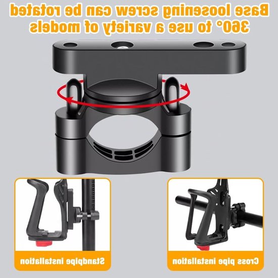 Allecto Plus - Flessenhouder voor fiets en motorfiets - Bidonhouder voor frame en stuur - Fietsflessenhouder voor MTB, racefiets, scooter en kinderwagen — afbeelding 4