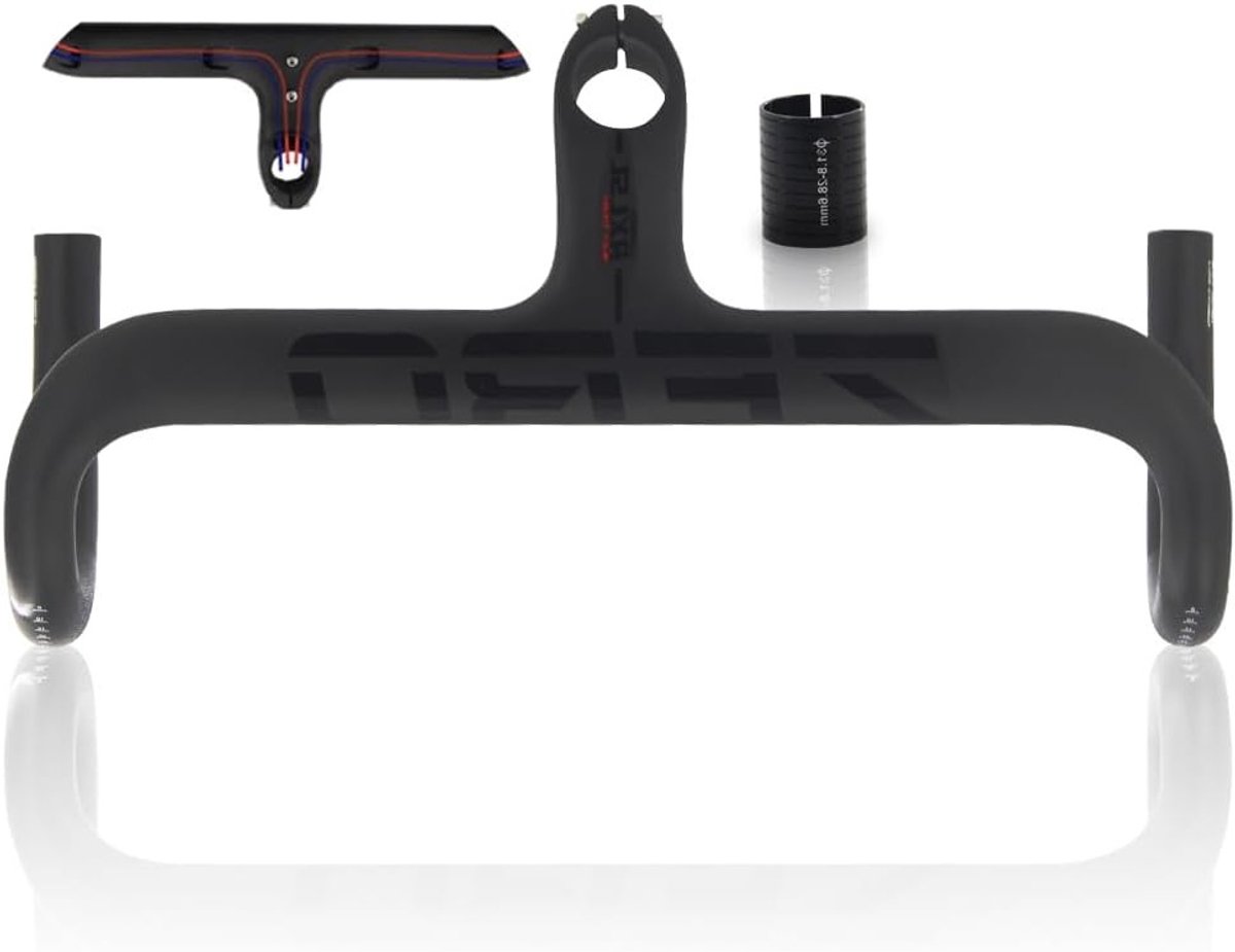 Lichte carbon stuur voor racefiets en gravelbike, 1-1/8" met full internal routing, 420-90mm UD mat