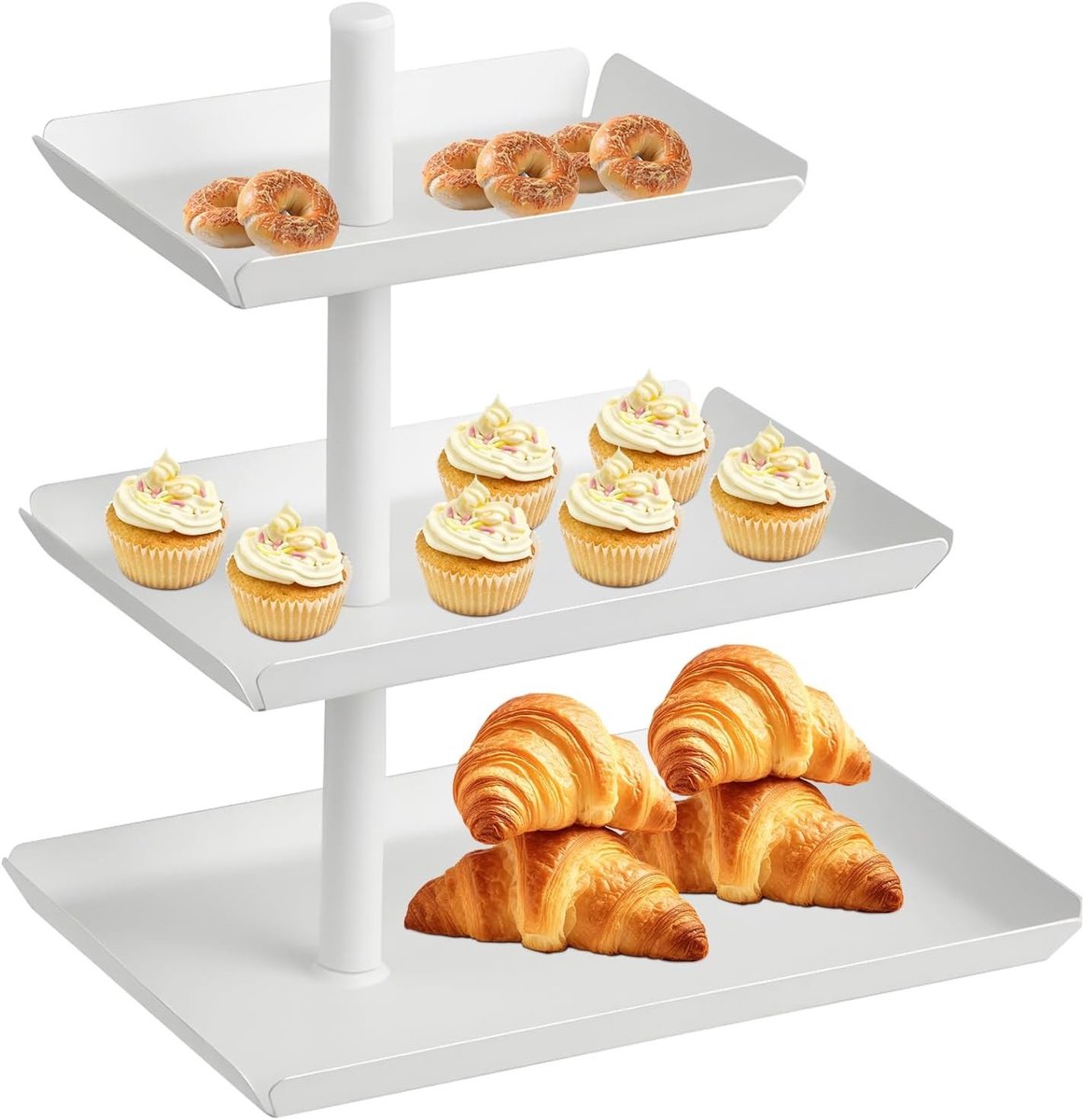 Drie-laags Draaitoren voor Taarten en Fruit - Perfect voor Feestjes, Bruiloften en Buffetten, Ideaal voor Cupcakes, Desserts en Koekjes