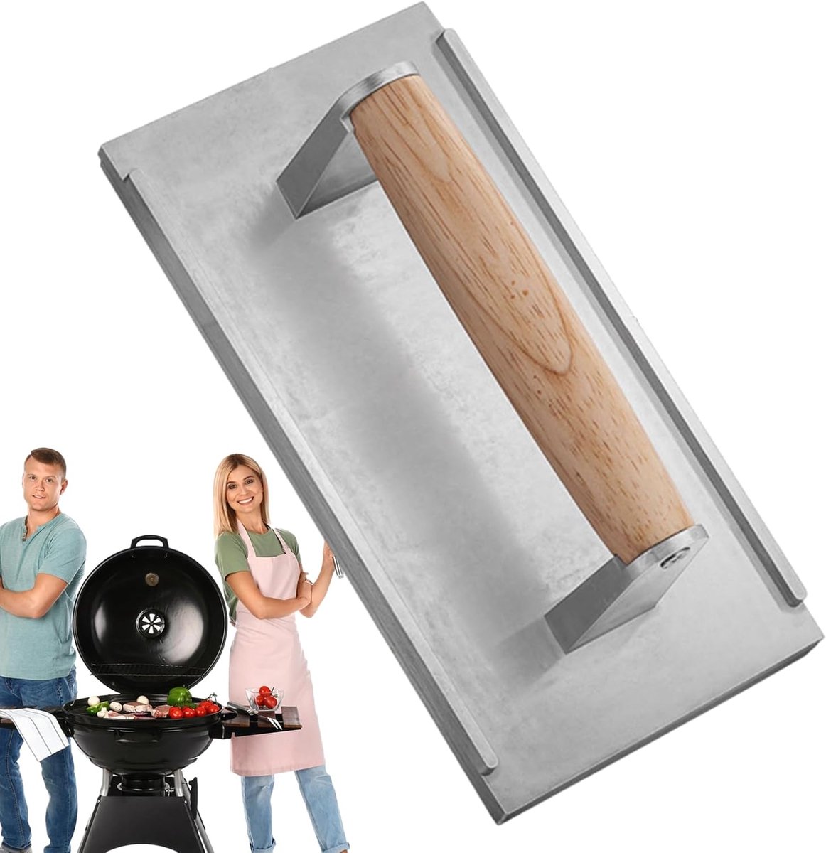 Gietijzeren pers Burger pers Grillplaat gebruik Robuust gegoten aluminium 215 x 11 x 6cm