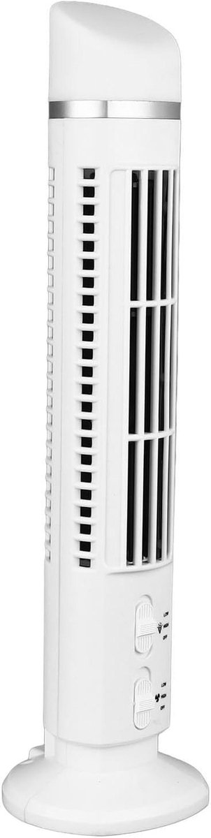 Bladloze Torenventilator - Draagbare Ventilator - Studie en Werk - Geïntegreerd Licht - 39 x 11 x 10 cm - Wit