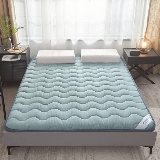 Japanse Futon Matras - Vloermatras Topper - Comfortabel Slapen - Huidvriendelijk Pluche - 180x200cm - Groen — afbeelding 3