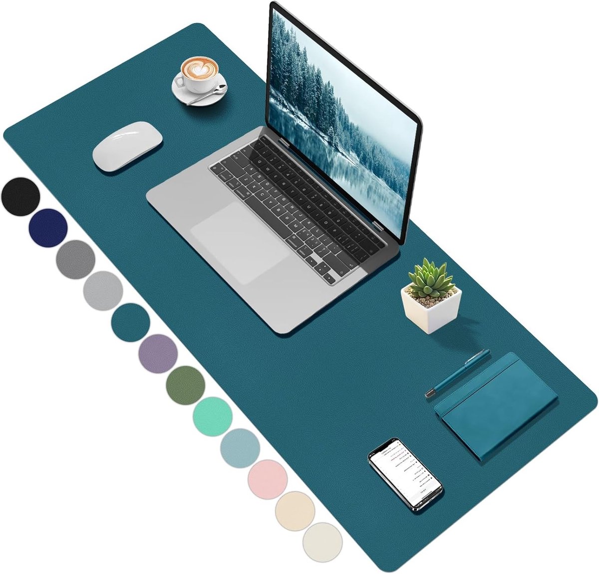 Ruimtebesparend bureauonderlegger in turquoise kleur - 100x40 cm, ideaal voor kantoor en thuisgebruik