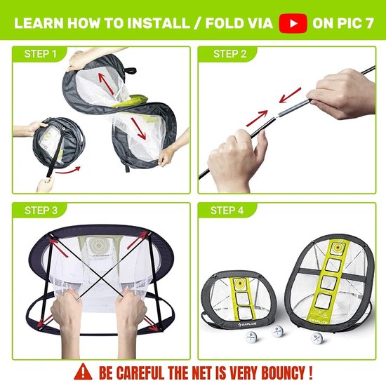 Golf Chipnet - Oefennet Golf - Nauwkeurigheid Verbeteren - Sterke Stabiliteit - 110 x 110 cm - Lichtgroen van GOLF — afbeelding 5
