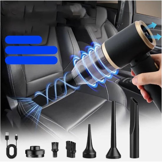 4-in-1 Draadloze Mini Handstofzuiger – Nat & Droog –Auto, Thuis & Kantoor – Compact & Multifunctioneel
