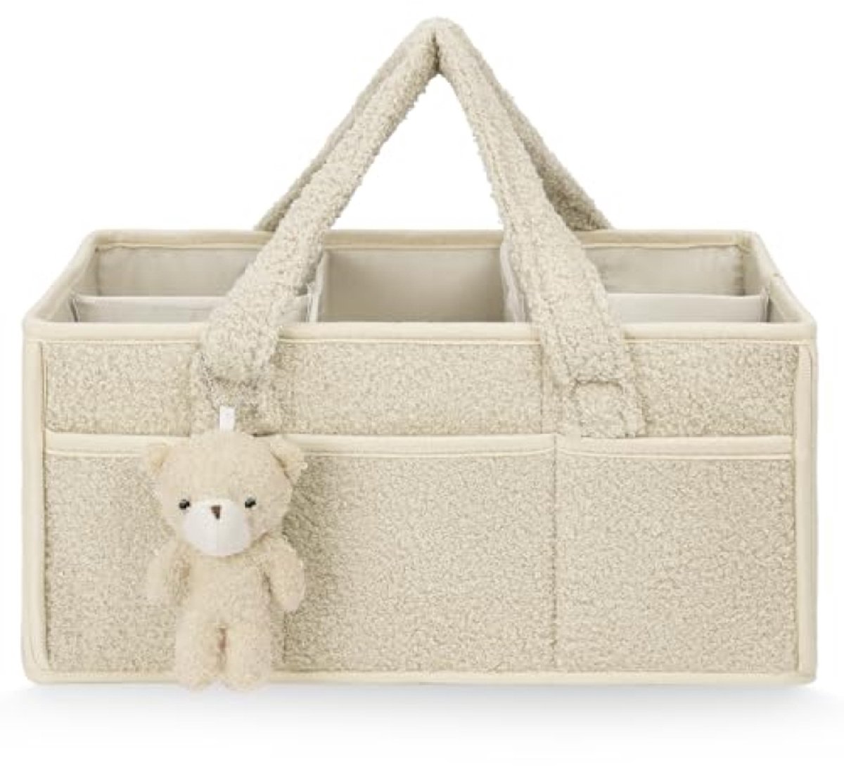 PromoHome Luiercaddy - Opvouwbare Reisluierorganizer met Grote Capaciteit, Vakken voor Vochtige Doekjes en Babyartikelen, Beige
