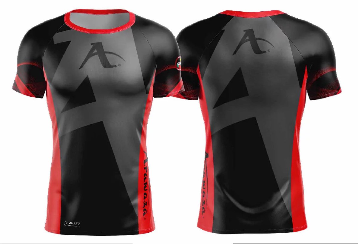 T-shirt Arawaza | Dry-Fit | Zwart / Rood (Maat: XXS)