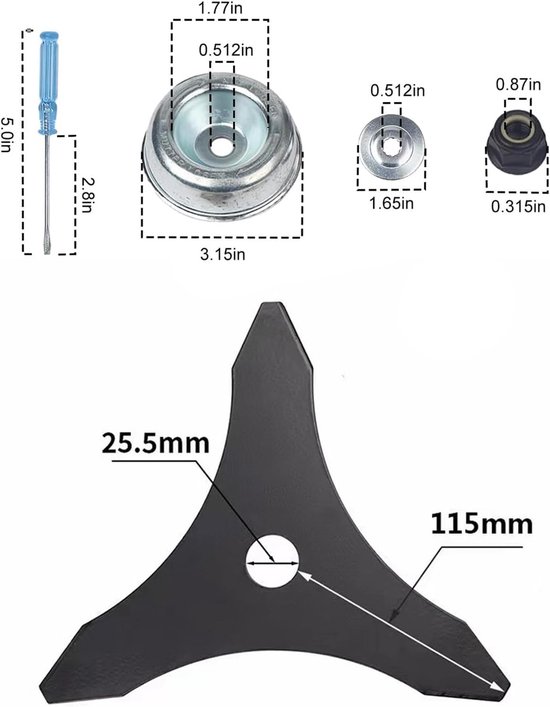 5 stuks - bosmaaierbladen - bosmaaier electrisch - bosmaaieraccessoires - voor grastrimmers gazon en tuin, verbeterd en verdikt - bosmaaierbladen adapterset - Grasmaaiers met een asboringsdiameter van 25,4 mm — afbeelding 5