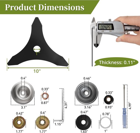 Bosmaaierbladen - bosmaaier electrisch - bosmaaieraccessoires - voor grastrimmers gazon en tuin, verbeterd en verdikt - bosmaaierbladen adapterset - Grasmaaiers met een asboringsdiameter van 25,4 mm - Inclusief accessoires — afbeelding 4