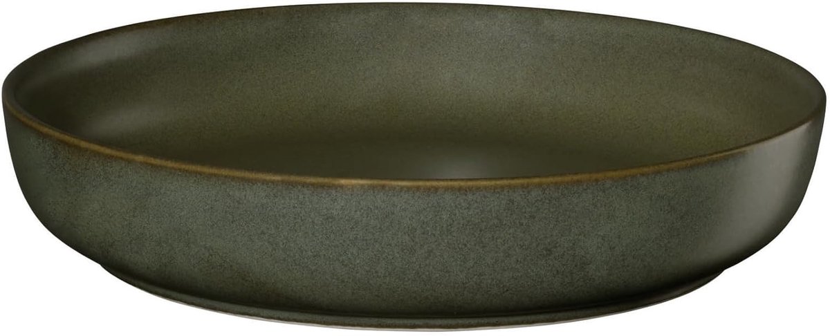 Gourmetbord Porselein - Diep Bord - Dineren Thuis - Handgemaakte Afwerking - 22x22x4.5cm - Groen