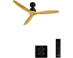CREATE - Plafondventilator 40W silent Ø132 cm - Met Wandregelaar - Met Afstandsbediening - 6 Snelheden - Timer - Zomer/Winter functie - Zwart - WIND STYLANCE