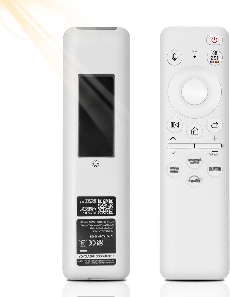 Oplaadbare Stemafstandsbediening voor Smart TV's - Universele Bluetooth Afstandsbediening met USB-C Opladen - Geschikt voor 2023 QLED Modellen - Wit