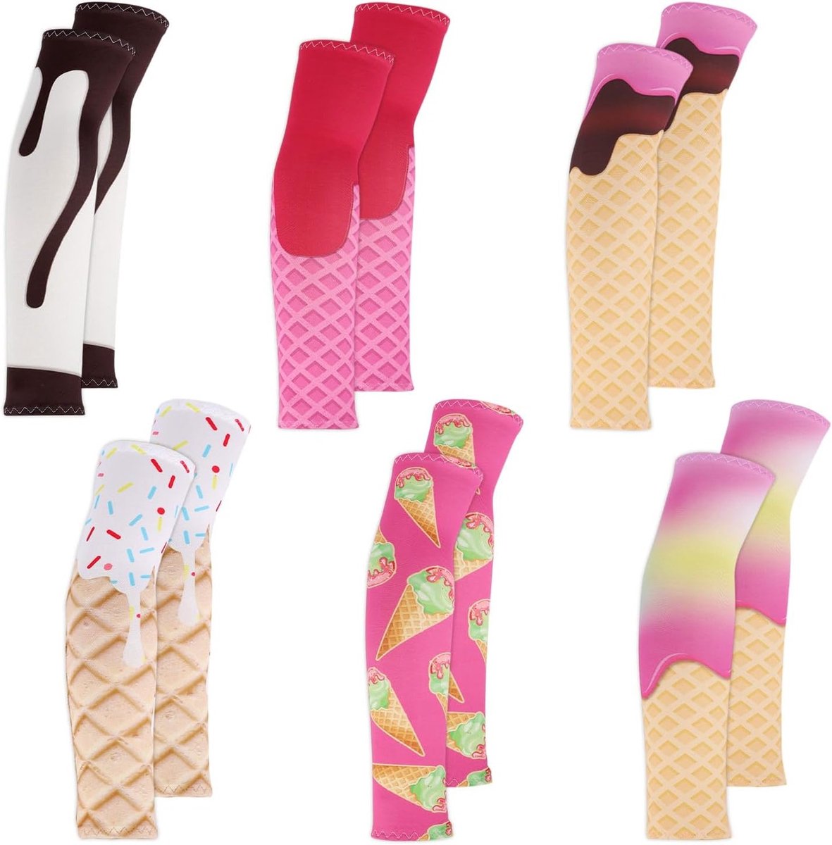 6 Paar Compressie Armsleeves voor Jongeren, Zonwerende en Ademende Mouwen voor Sport, Voetbal en Golf