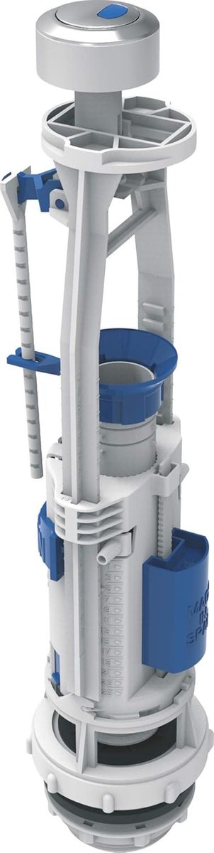 Toiletspoelbak Ontlader - Dubbele Ontlading - Toilet Reparatie - Anti-vandaalsysteem - 24 Centimeter - Wit en blauw